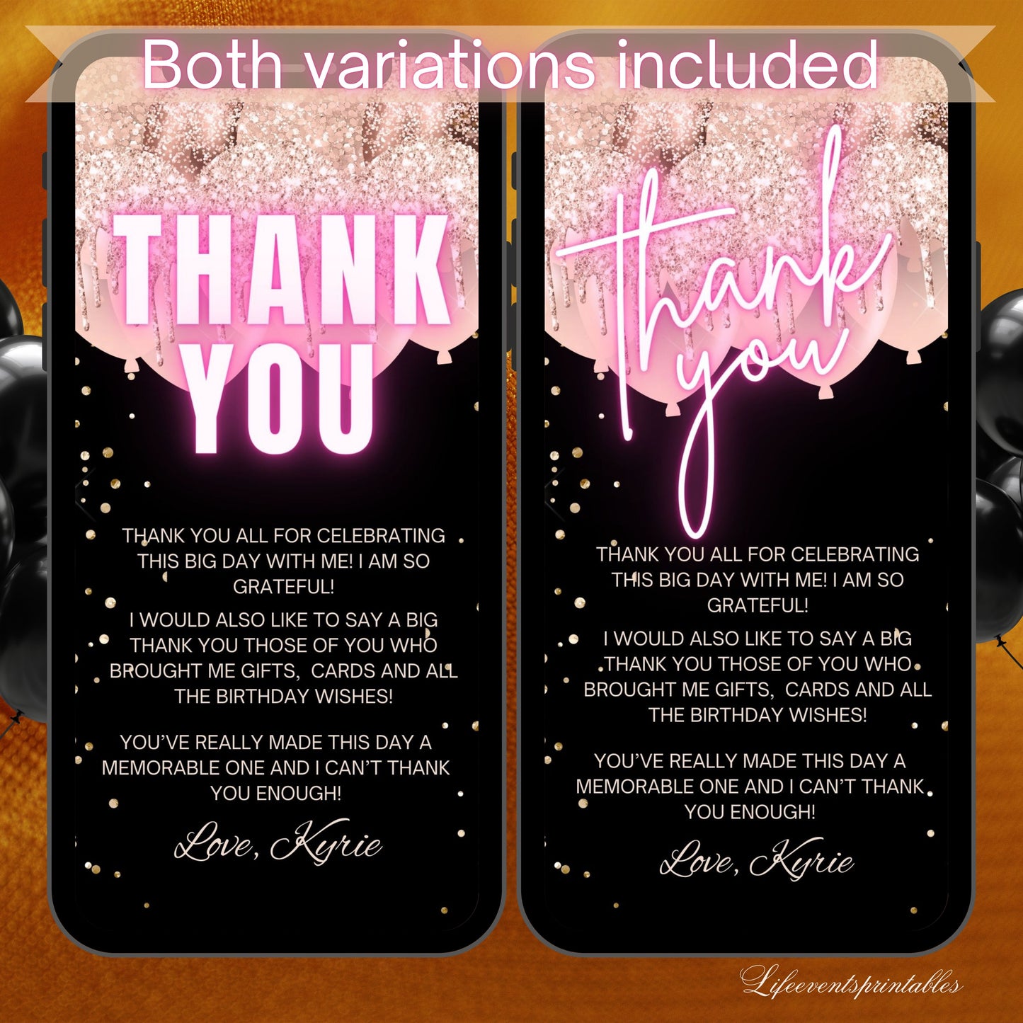 Digital Rosegold 30th Birthday Invitation Template For Her, Animated Thirtieth Black Rose Gold Balloon Invite, Editable Pink Itinerary Ecard