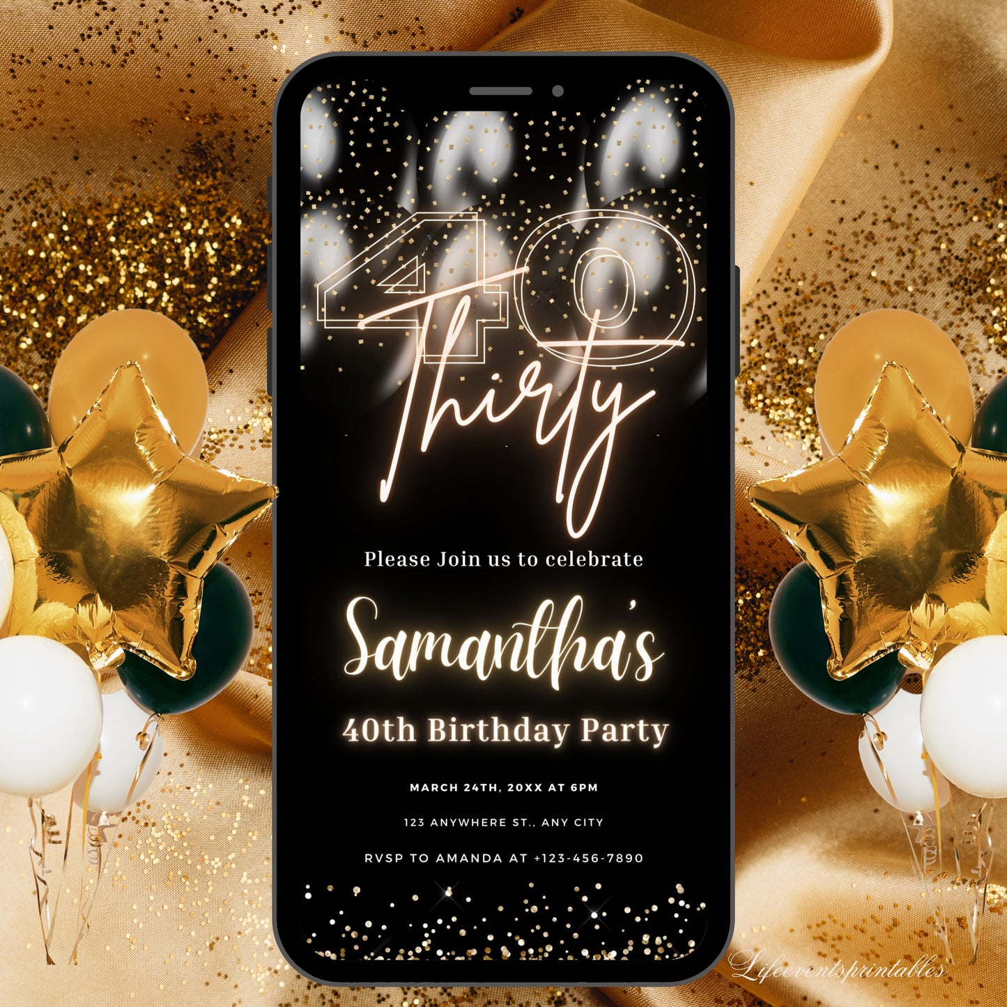 Thirty Birthday Invitation, 30th Birthday invite, Thirtieth E-Invite Template, Text Message Invitation, Digital Invite, Mobile Phone Evite