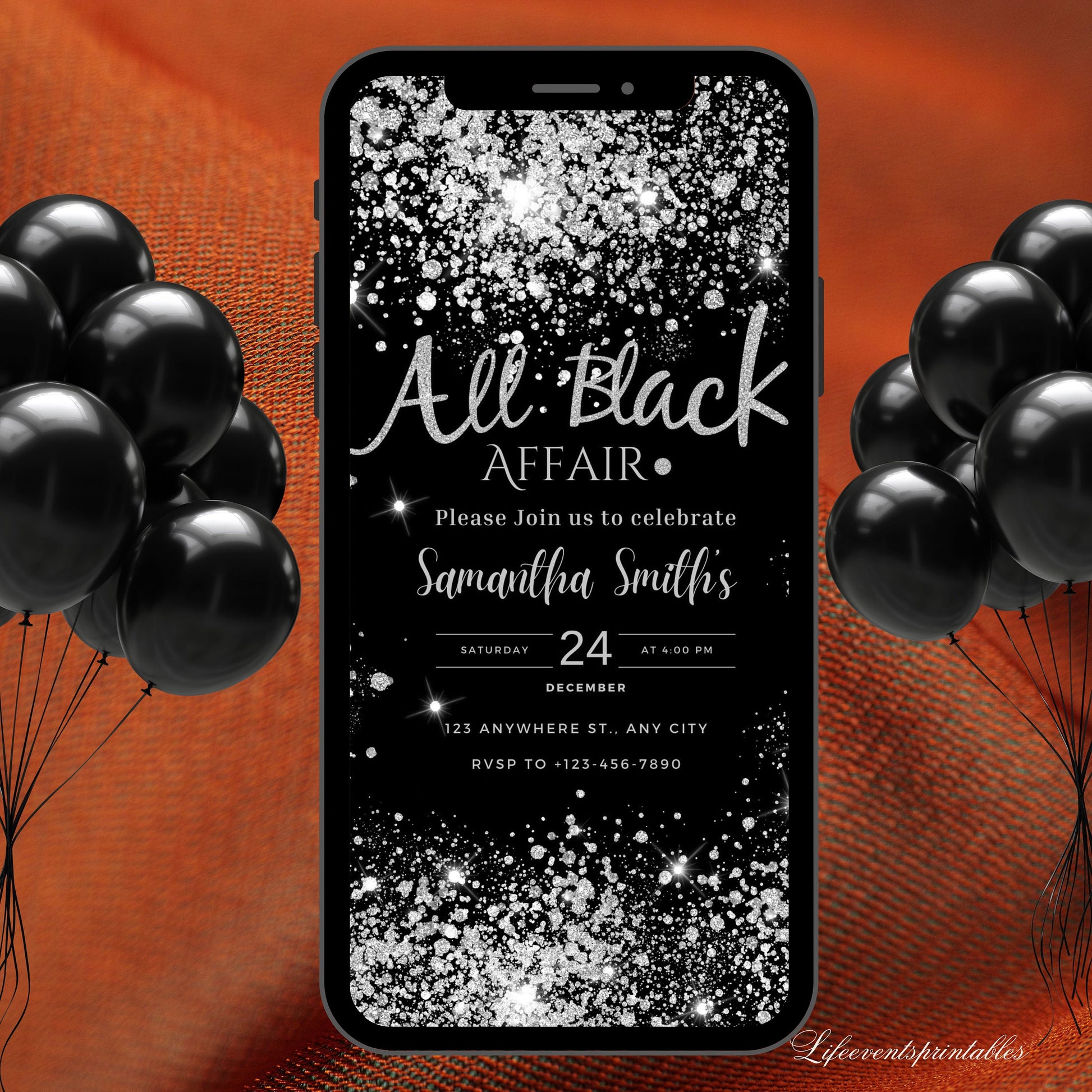 All Black Affair Birthday Invitation Template