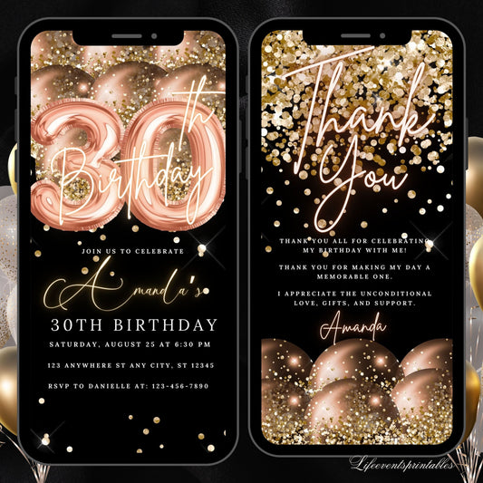 Thirty Birthday Invitation, 30th Birthday invite, Thirtieth E-Invite Template, Text Message Invitation, Digital Invite, Mobile Phone Evite