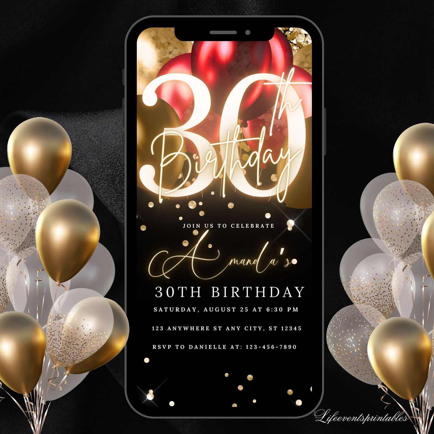 Digital 30th Birthday Invitation, 30th E-Invite, 30th Birthday Evite, 30th Party Invitation, Digital 30th Invitation, Digital Invitation