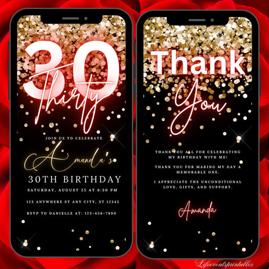 Digital 30th Birthday Invitation, 30th E-Invite, 30th Birthday Evite, 30th Party Invitation, Digital 30th Invitation, Digital Invitation