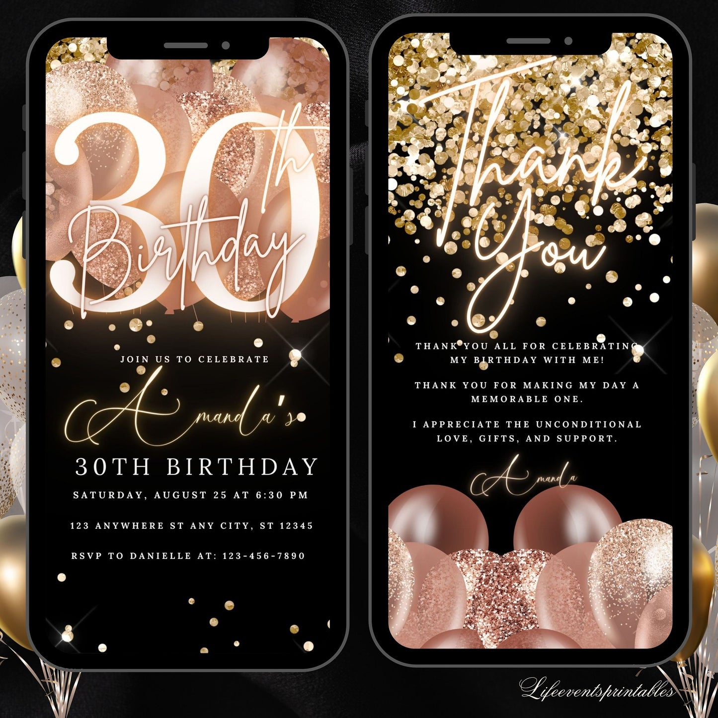 Thirty Birthday Invitation, 30th Birthday invite, Thirtieth E-Invite Template, Text Message Invitation, Digital Invite, Mobile Phone Evite