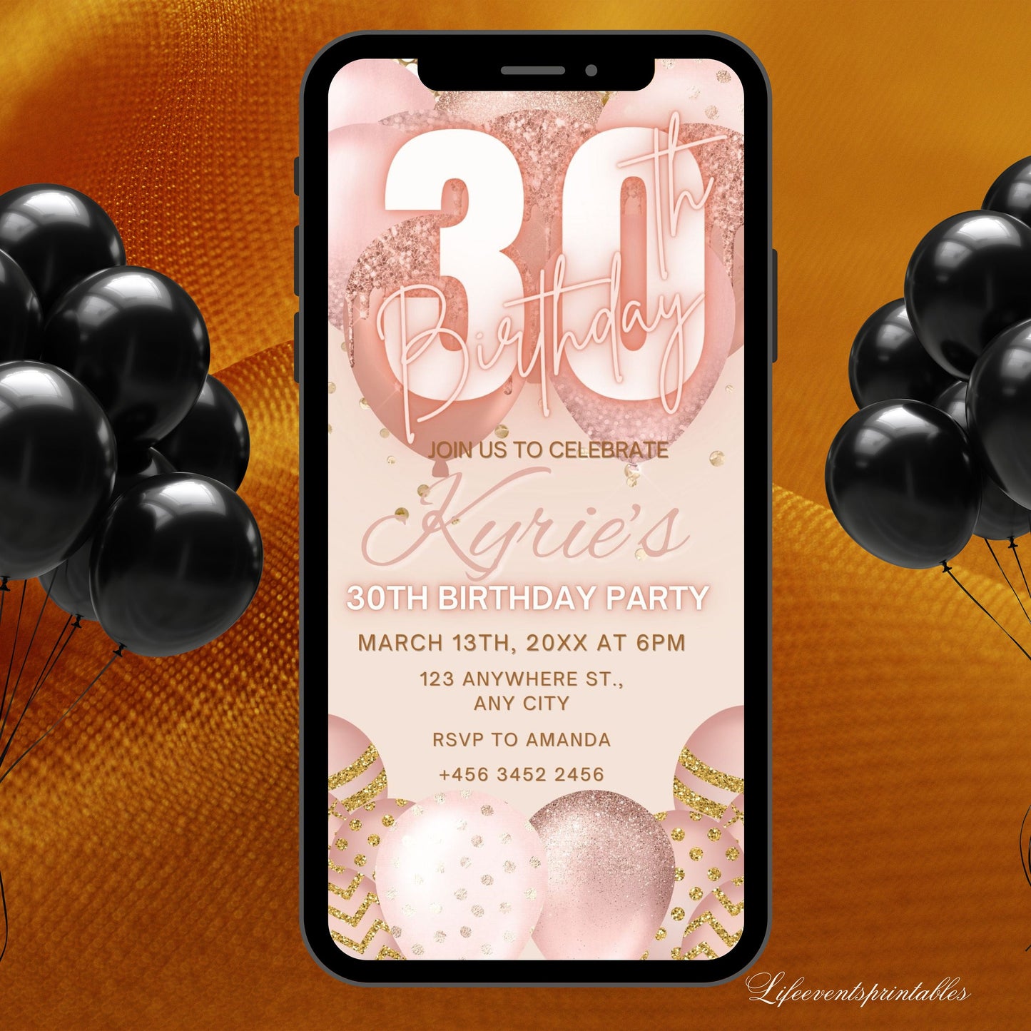 Thirty Birthday Invitation, 30th Birthday invite, Thirtieth E-Invite Template, Text Message Invitation, Digital Invite, Mobile Phone Evite