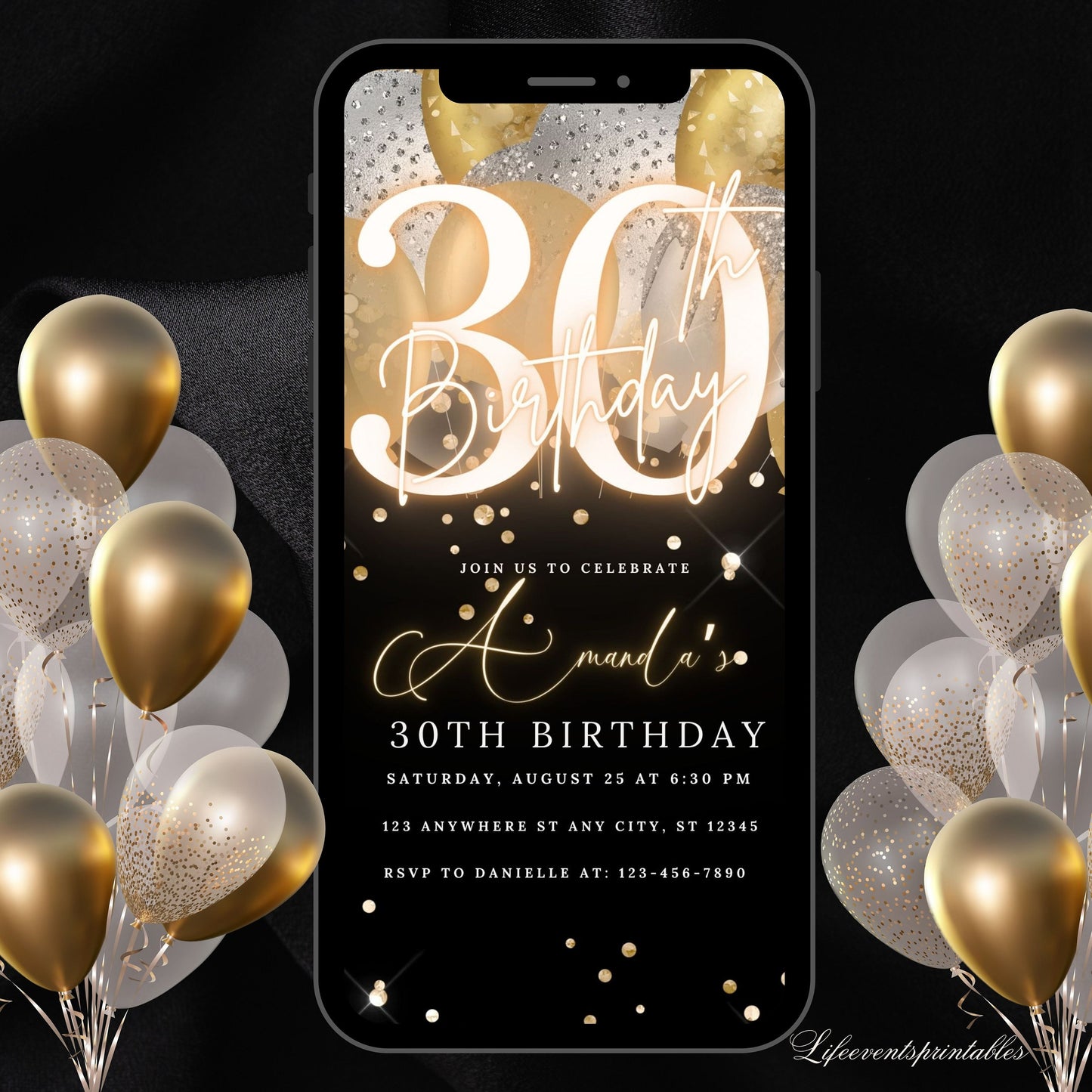 Digital 30th Birthday Invitation, 30th E-Invite, 30th Birthday Evite, 30th Party Invitation, Digital 30th Invitation, Digital Invitation