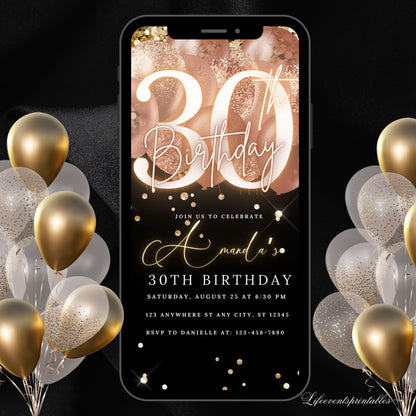 Thirty Birthday Invitation, 30th Birthday invite, Thirtieth E-Invite Template, Text Message Invitation, Digital Invite, Mobile Phone Evite