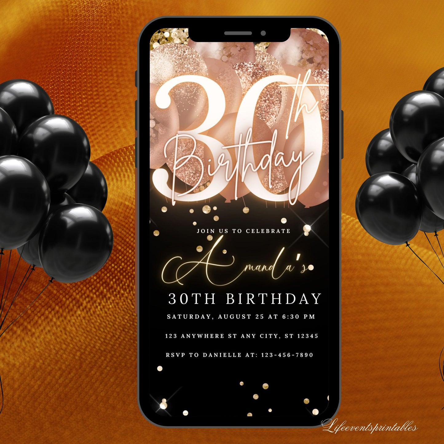 Thirty Birthday Invitation, 30th Birthday invite, Thirtieth E-Invite Template, Text Message Invitation, Digital Invite, Mobile Phone Evite