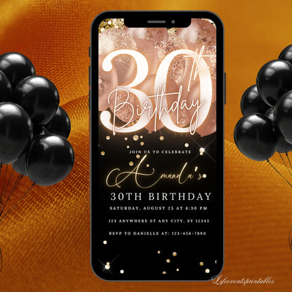 Thirty Birthday Invitation, 30th Birthday invite, Thirtieth E-Invite Template, Text Message Invitation, Digital Invite, Mobile Phone Evite