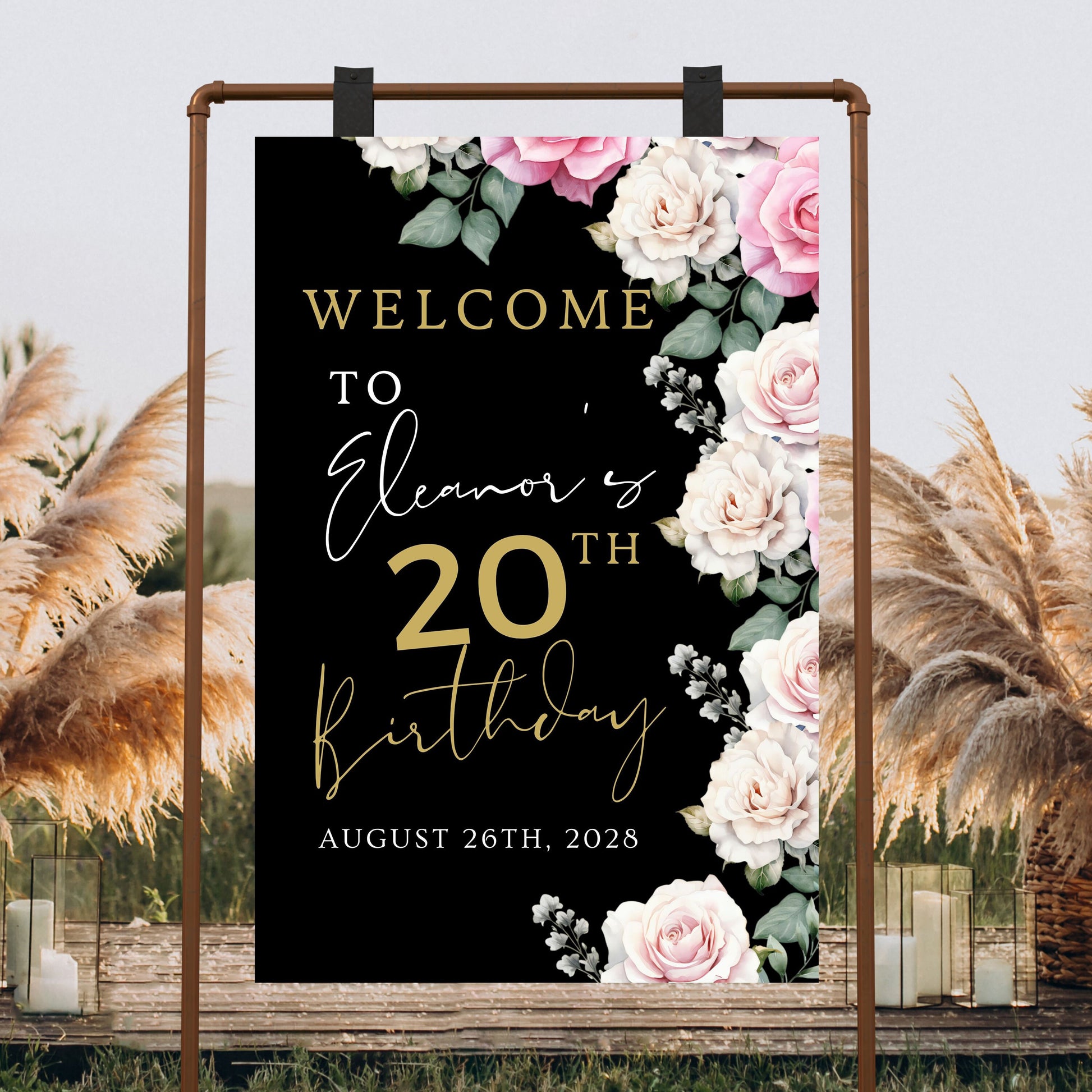 Floral Birthday Welcome Sign Template