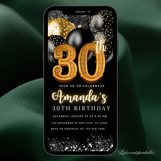 Editable 30th Birthday Invitation Template 30 Invite for Adults Phone Invitation Rustic Digital Invite for Her