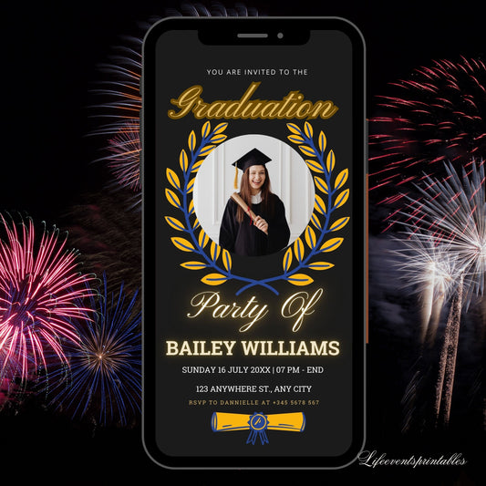 Digital Graduation invitation Editable template Grad announcement Class of 2023 College graduation Electronic Calligraphy DIY Download